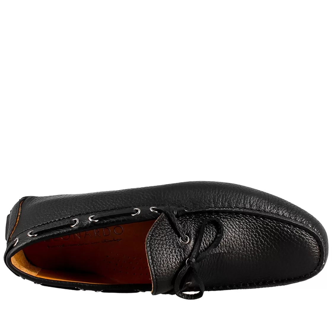 New Leonardo Shoes Mocassino Tubolare Con Lacci Da Uomo In Pelle Color Nero