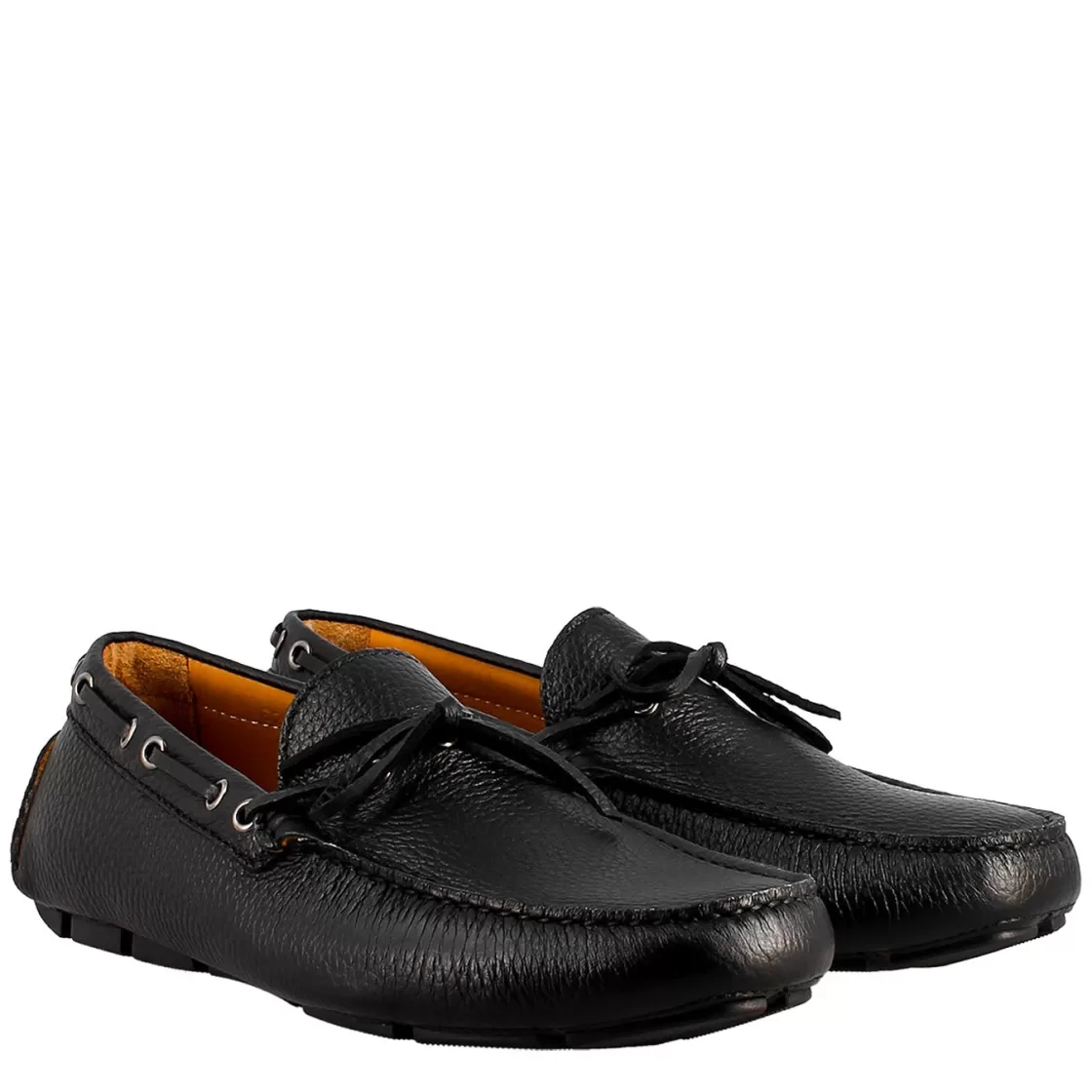 New Leonardo Shoes Mocassino Tubolare Con Lacci Da Uomo In Pelle Color Nero