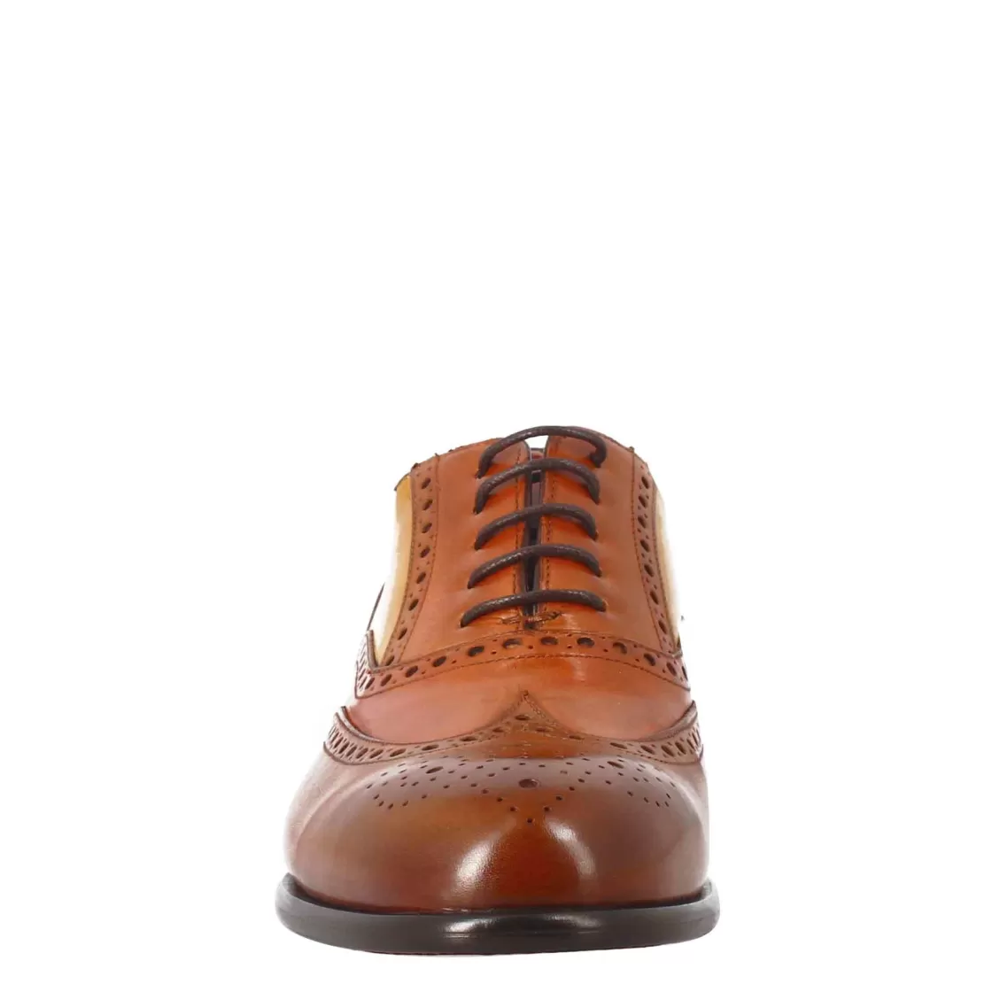 Fashion Leonardo Shoes Oxford Brogue Arancio E Giallo Elegante Da Uomo In Pelle Marrone