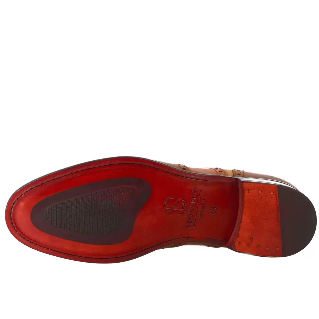 Fashion Leonardo Shoes Oxford Brogue Arancio E Giallo Elegante Da Uomo In Pelle Marrone