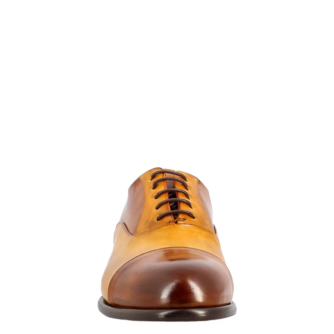 Cheap Leonardo Shoes Oxford E Giallo Elegante Da Uomo In Pelle E Fodera Rossa Marrone