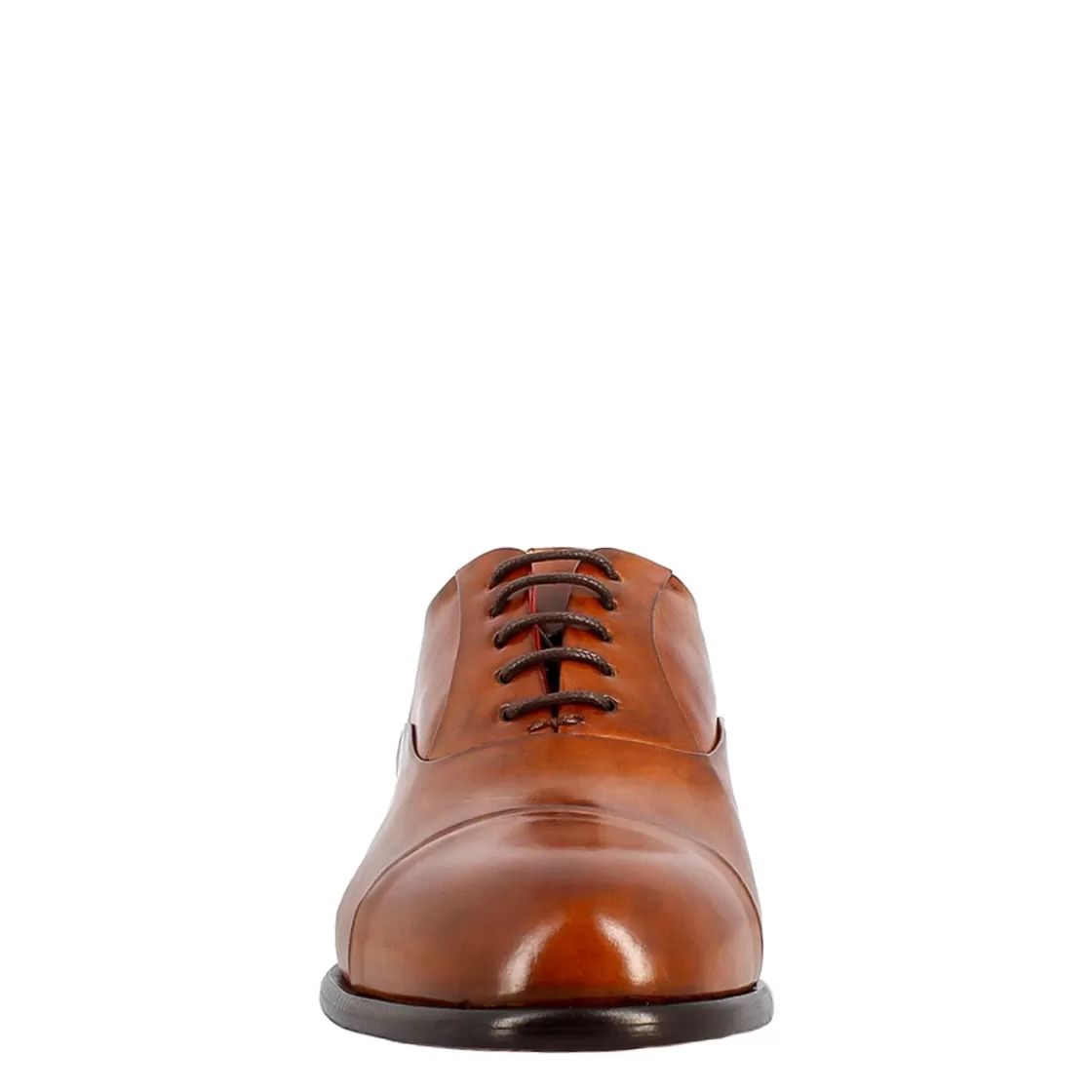 Clearance Leonardo Shoes Oxford Elegante Da Uomo In Pelle E Fodera Rossa Marrone
