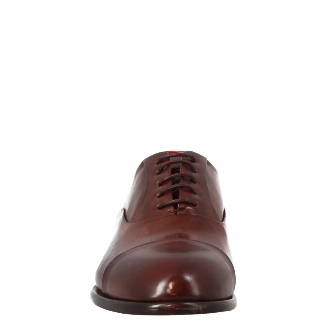 Flash Sale Leonardo Shoes Oxford Elegante Da Uomo In Pelle E Fodera Rossa Marrone Scuro