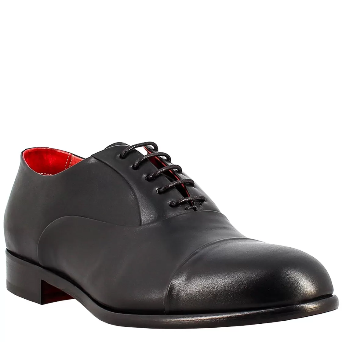 Fashion Leonardo Shoes Oxford Elegante Da Uomo In Pelle E Fodera Rossa Nero