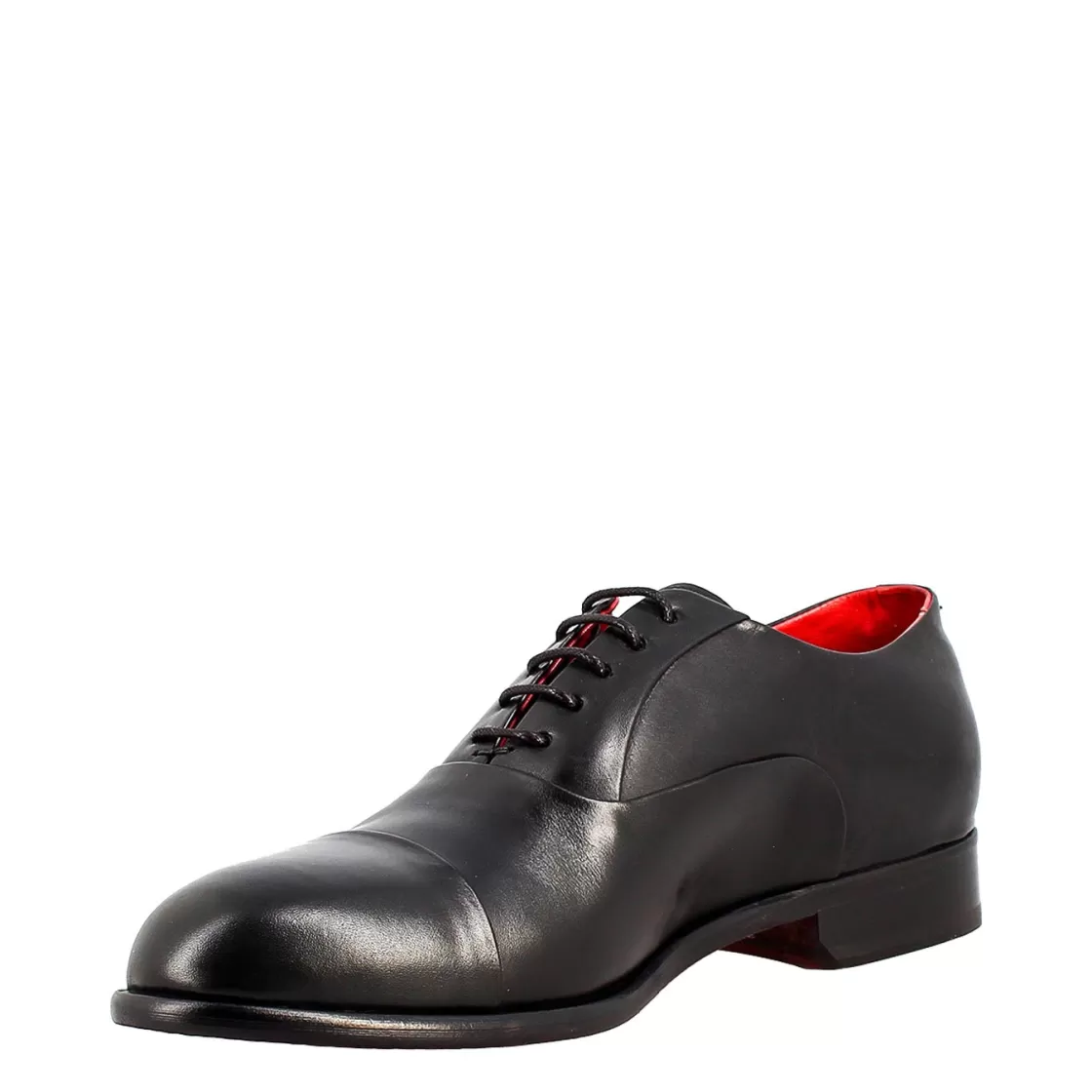 Fashion Leonardo Shoes Oxford Elegante Da Uomo In Pelle E Fodera Rossa Nero