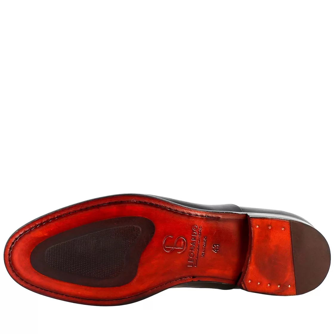 Fashion Leonardo Shoes Oxford Elegante Da Uomo In Pelle E Fodera Rossa Nero