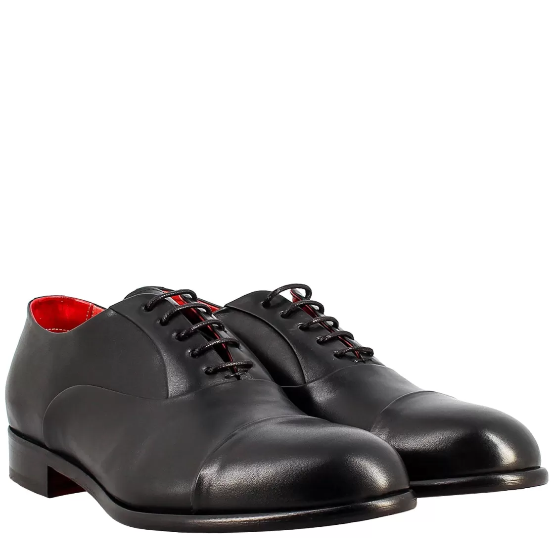 Fashion Leonardo Shoes Oxford Elegante Da Uomo In Pelle E Fodera Rossa Nero