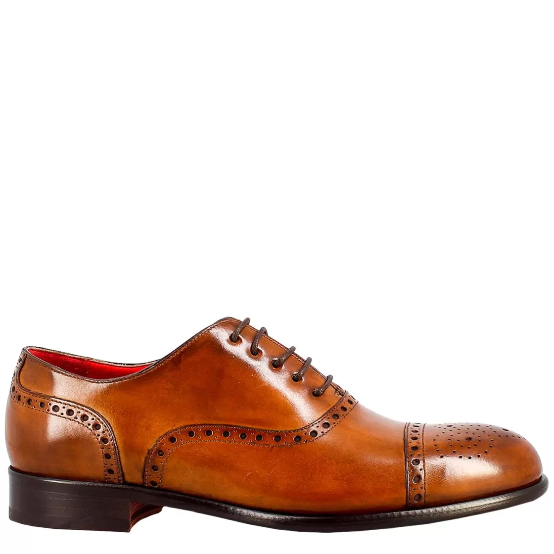 Cheap Leonardo Shoes Oxford Semi Brogue Elegante Da Uomo In Pelle Marrone