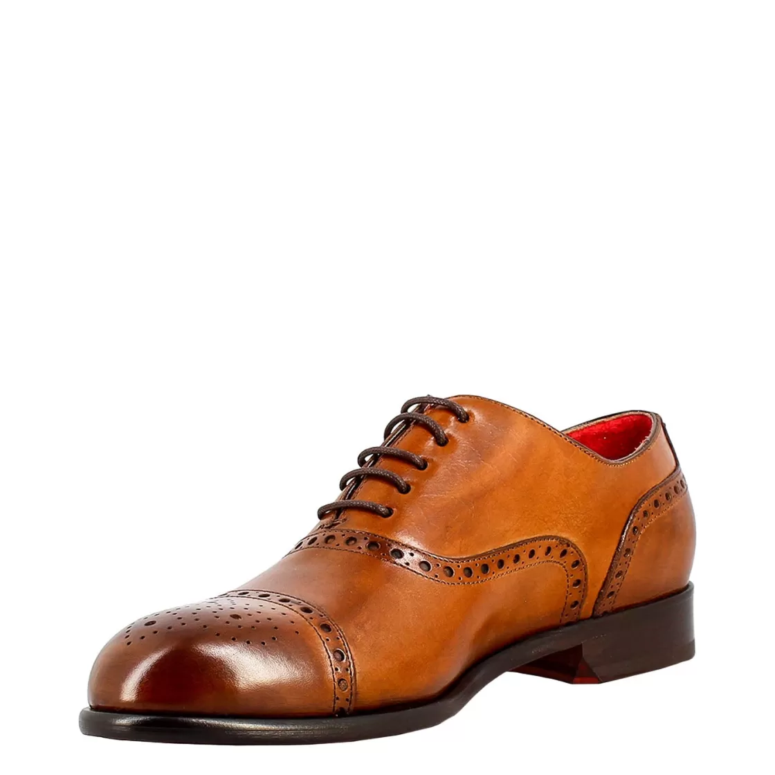 Cheap Leonardo Shoes Oxford Semi Brogue Elegante Da Uomo In Pelle Marrone