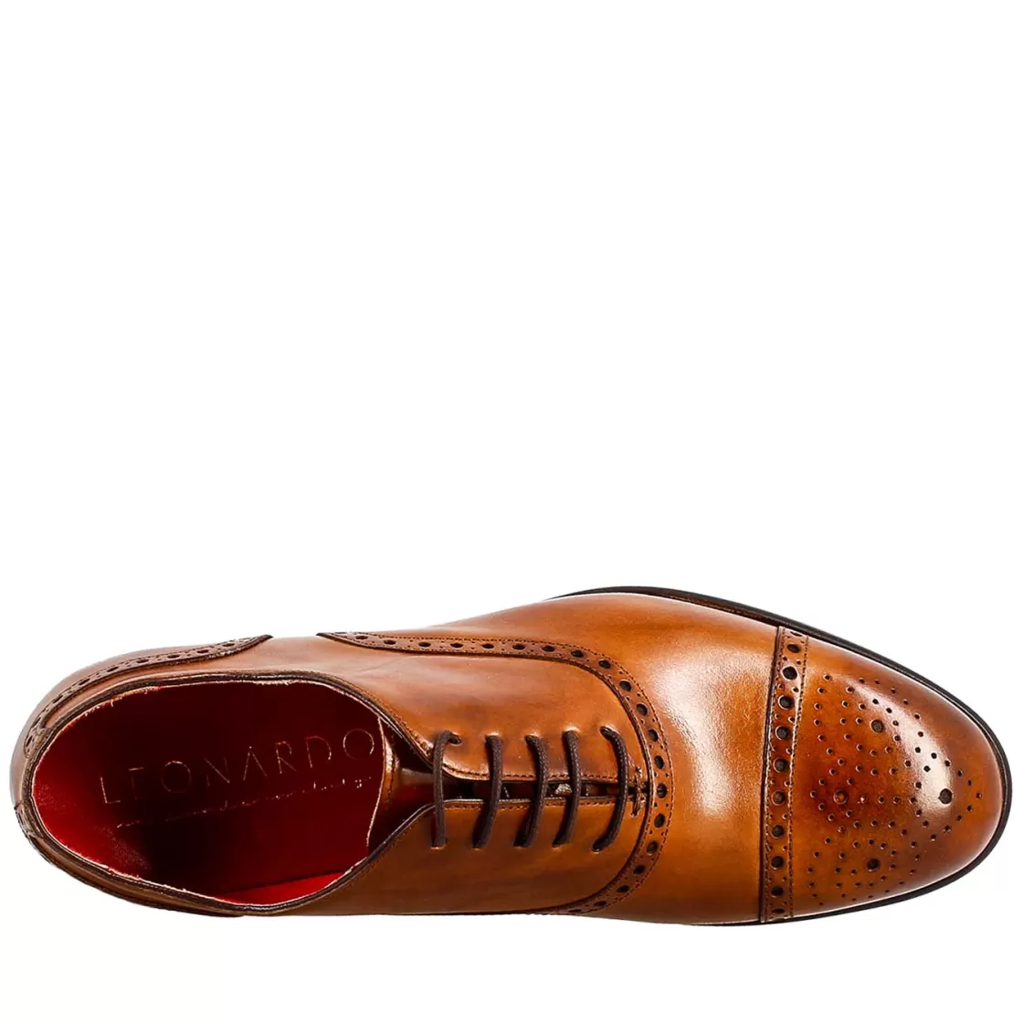 Cheap Leonardo Shoes Oxford Semi Brogue Elegante Da Uomo In Pelle Marrone