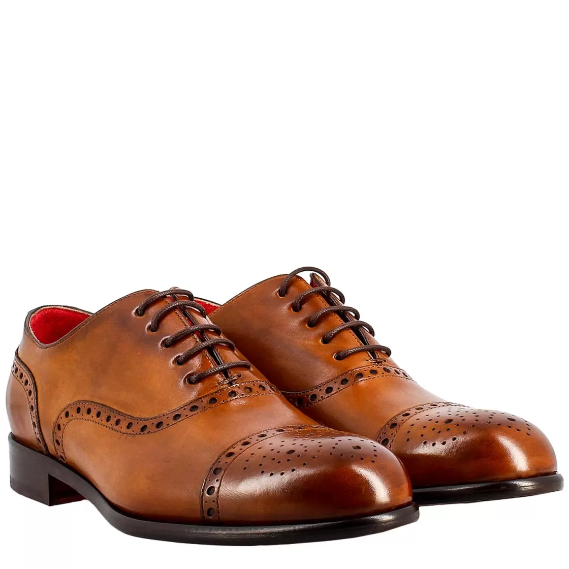 Cheap Leonardo Shoes Oxford Semi Brogue Elegante Da Uomo In Pelle Marrone