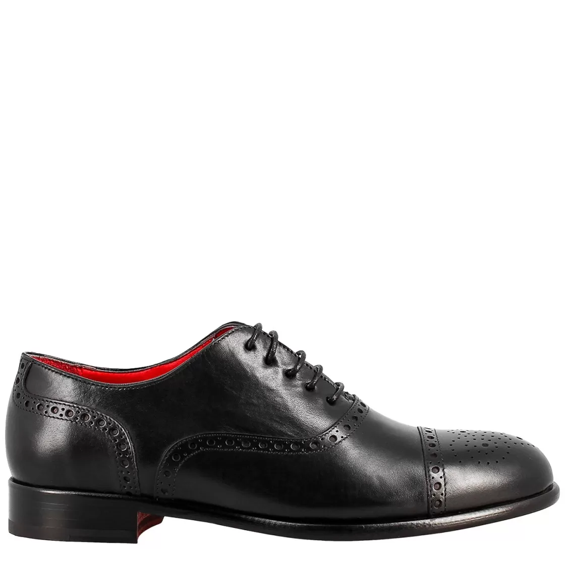 Online Leonardo Shoes Oxford Semi Brogue Elegante Da Uomo In Pelle Nero