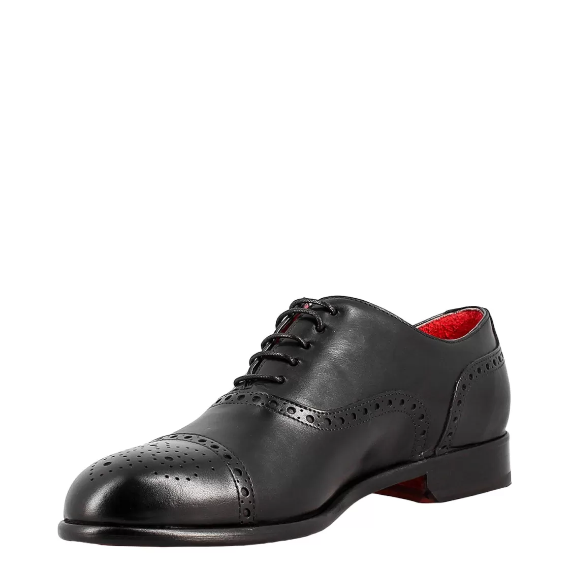 Online Leonardo Shoes Oxford Semi Brogue Elegante Da Uomo In Pelle Nero
