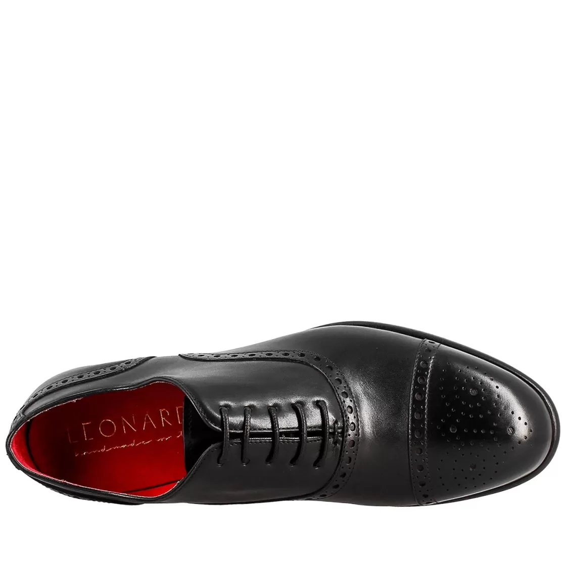 Online Leonardo Shoes Oxford Semi Brogue Elegante Da Uomo In Pelle Nero