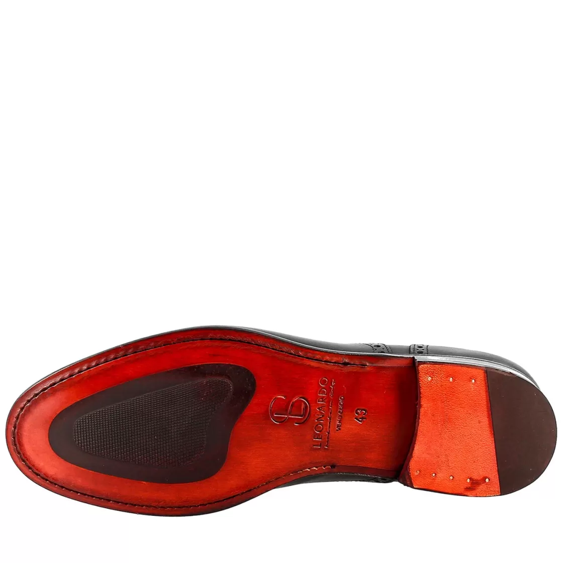 Online Leonardo Shoes Oxford Semi Brogue Elegante Da Uomo In Pelle Nero