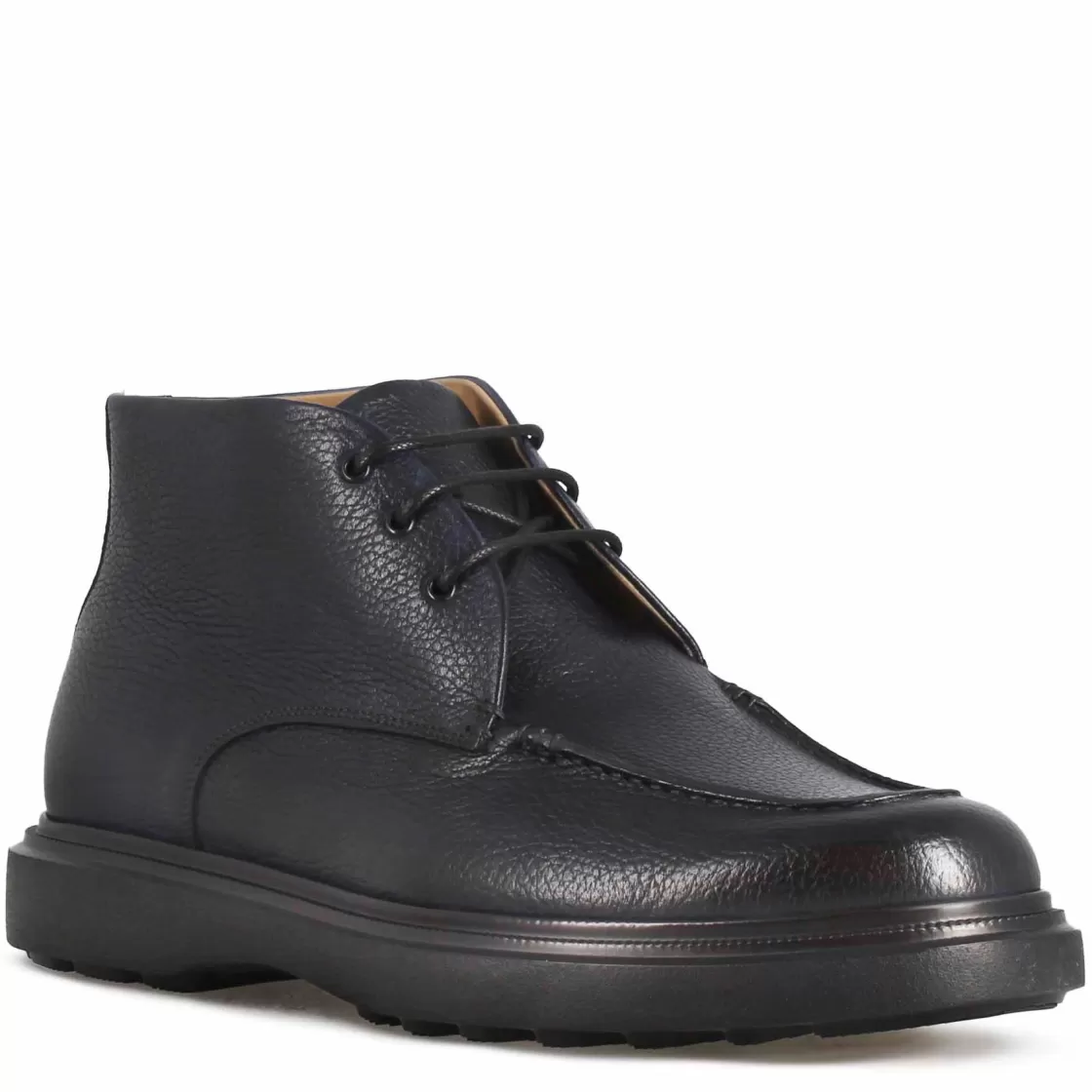 Hot Leonardo Shoes Polacchino Da Uomo In Pelle Martellata E Suola In Gomma Vibram Blu