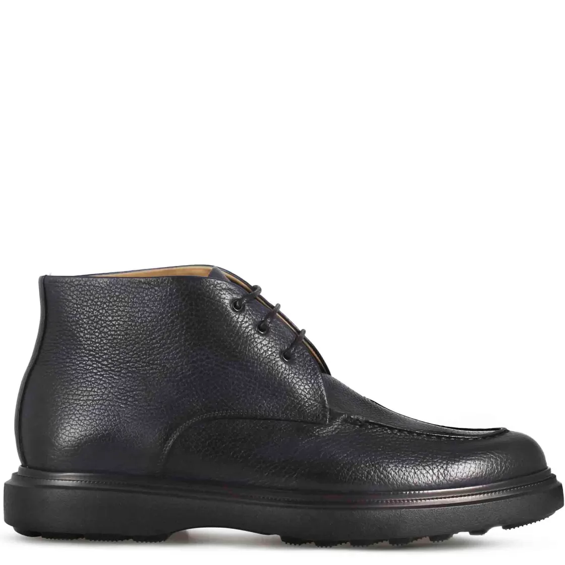 Hot Leonardo Shoes Polacchino Da Uomo In Pelle Martellata E Suola In Gomma Vibram Blu