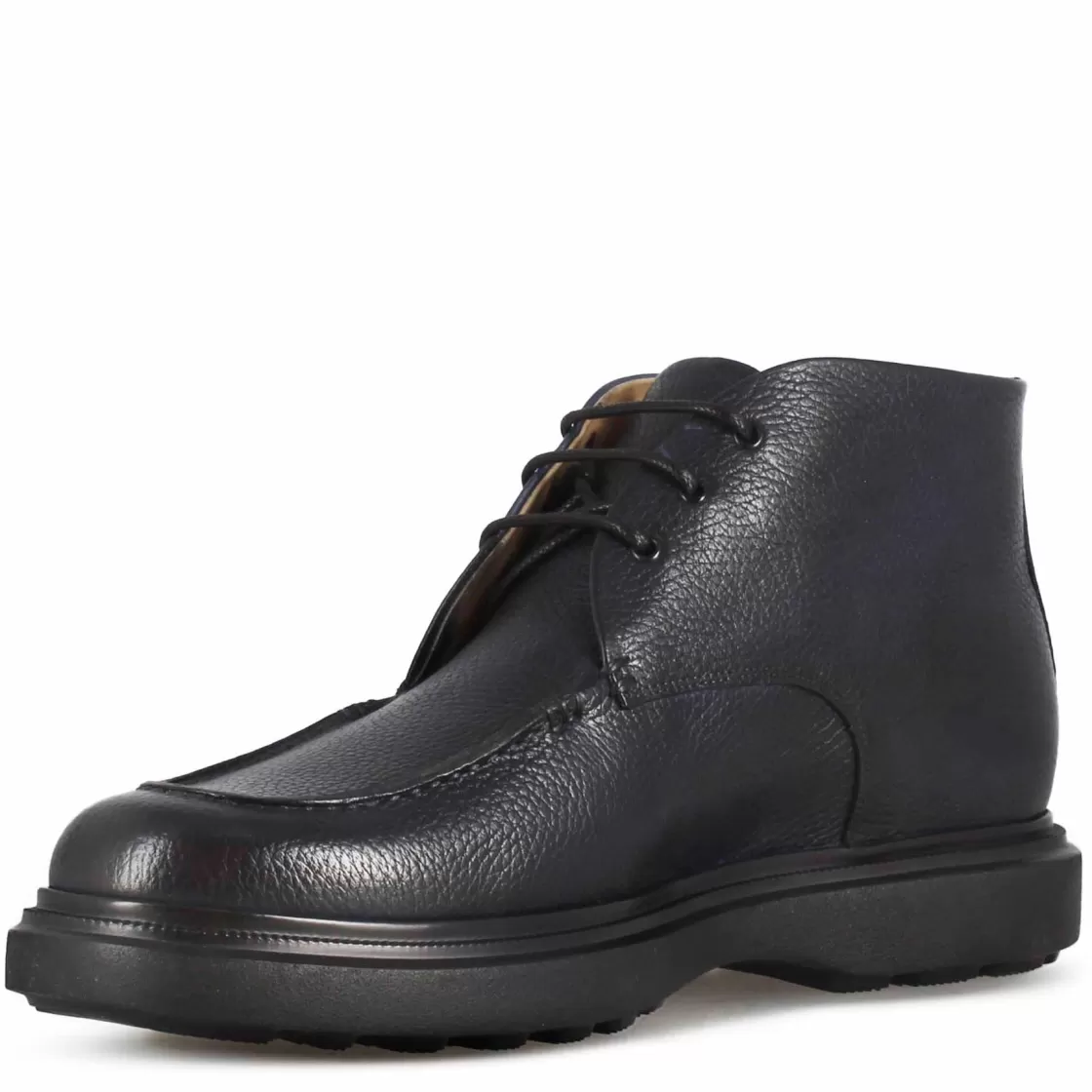 Hot Leonardo Shoes Polacchino Da Uomo In Pelle Martellata E Suola In Gomma Vibram Blu