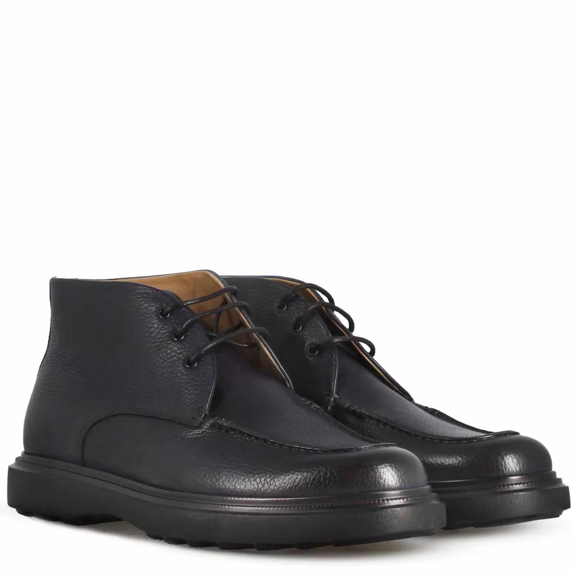 Hot Leonardo Shoes Polacchino Da Uomo In Pelle Martellata E Suola In Gomma Vibram Blu