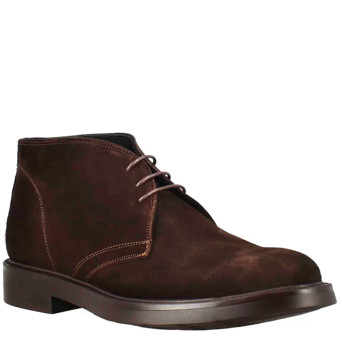 Outlet Leonardo Shoes Polacchino Da Uomo In Pelle Scamosciata Di Colore Marrone Scuro