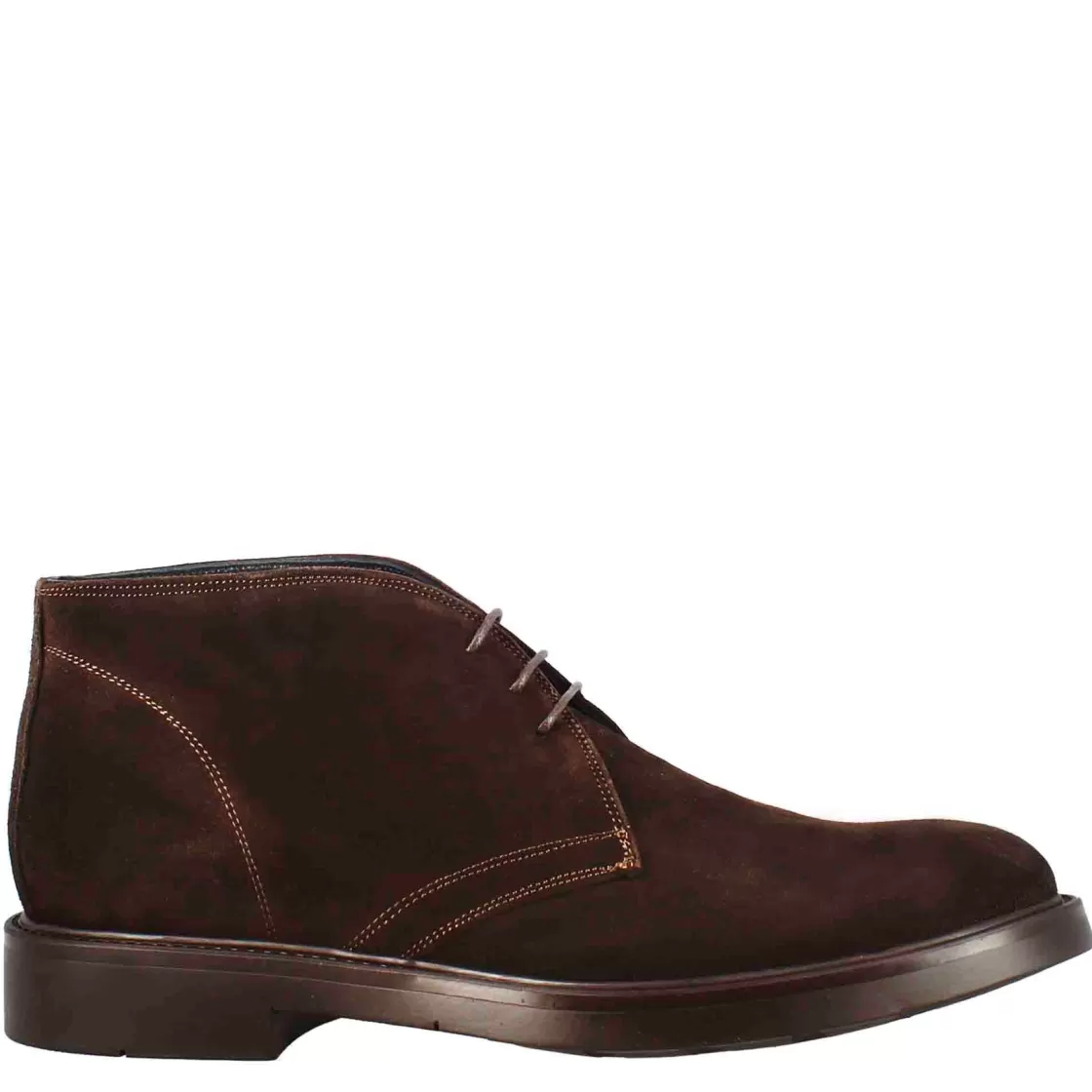 Outlet Leonardo Shoes Polacchino Da Uomo In Pelle Scamosciata Di Colore Marrone Scuro