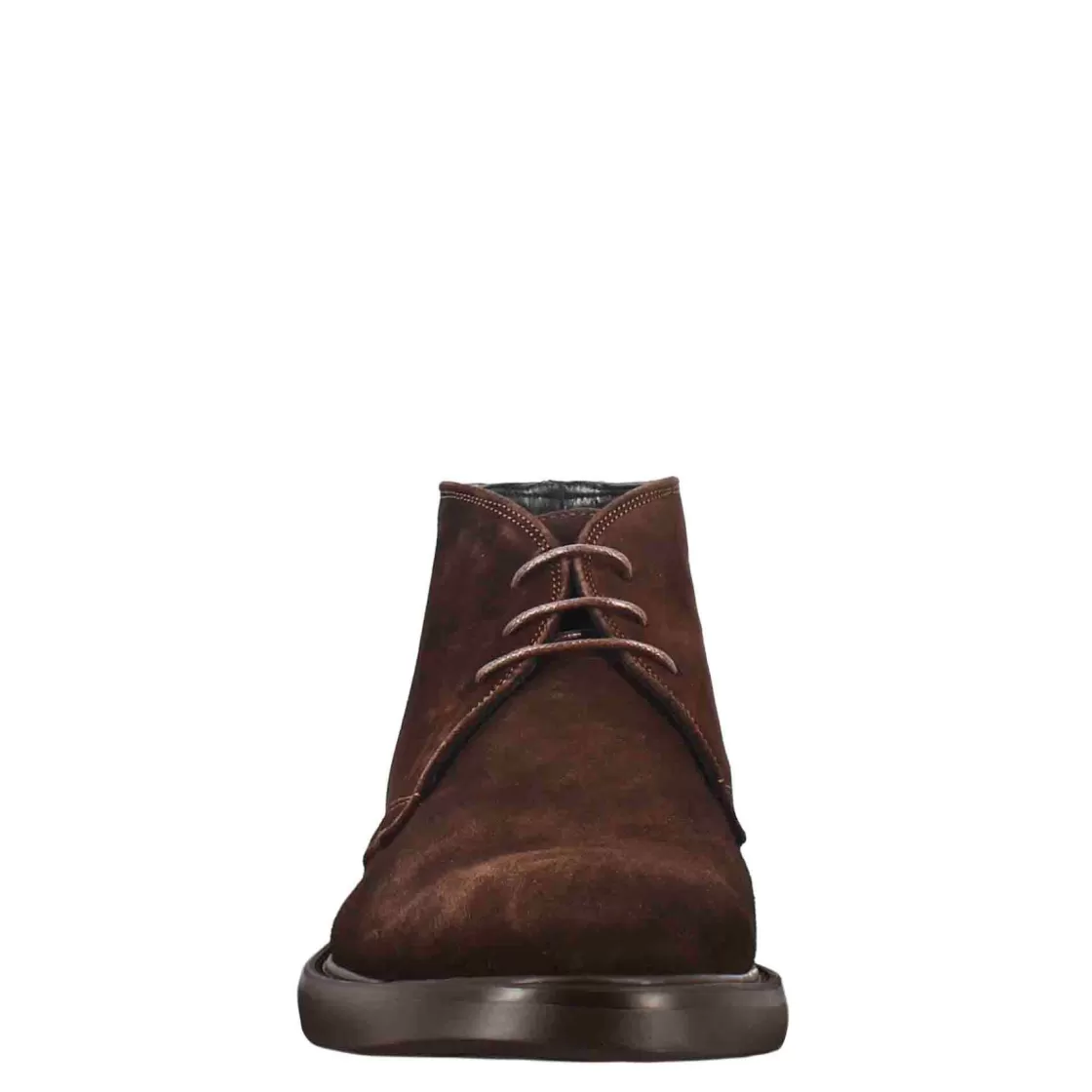 Outlet Leonardo Shoes Polacchino Da Uomo In Pelle Scamosciata Di Colore Marrone Scuro