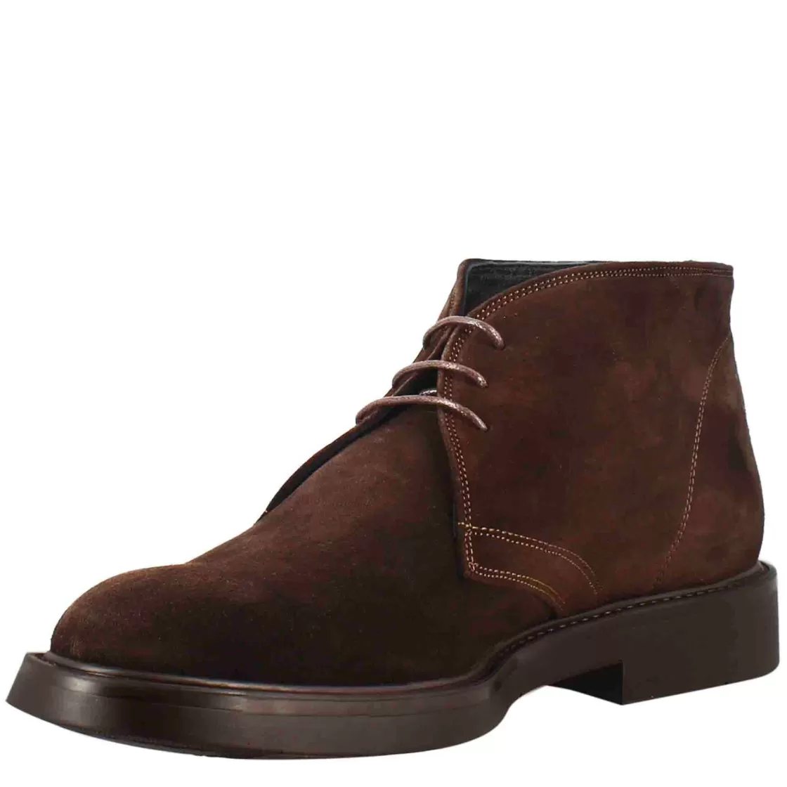 Outlet Leonardo Shoes Polacchino Da Uomo In Pelle Scamosciata Di Colore Marrone Scuro