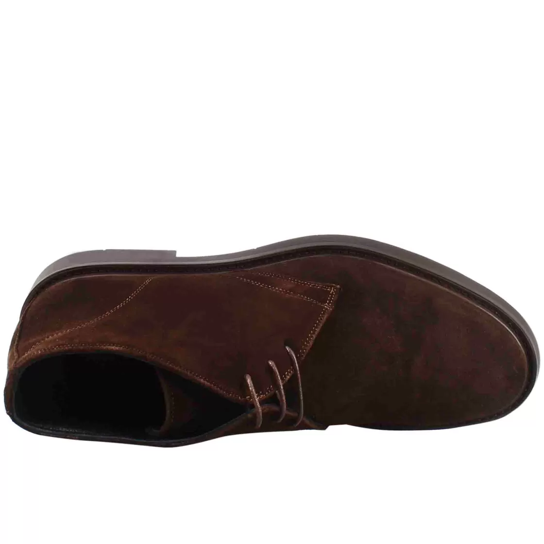 Outlet Leonardo Shoes Polacchino Da Uomo In Pelle Scamosciata Di Colore Marrone Scuro