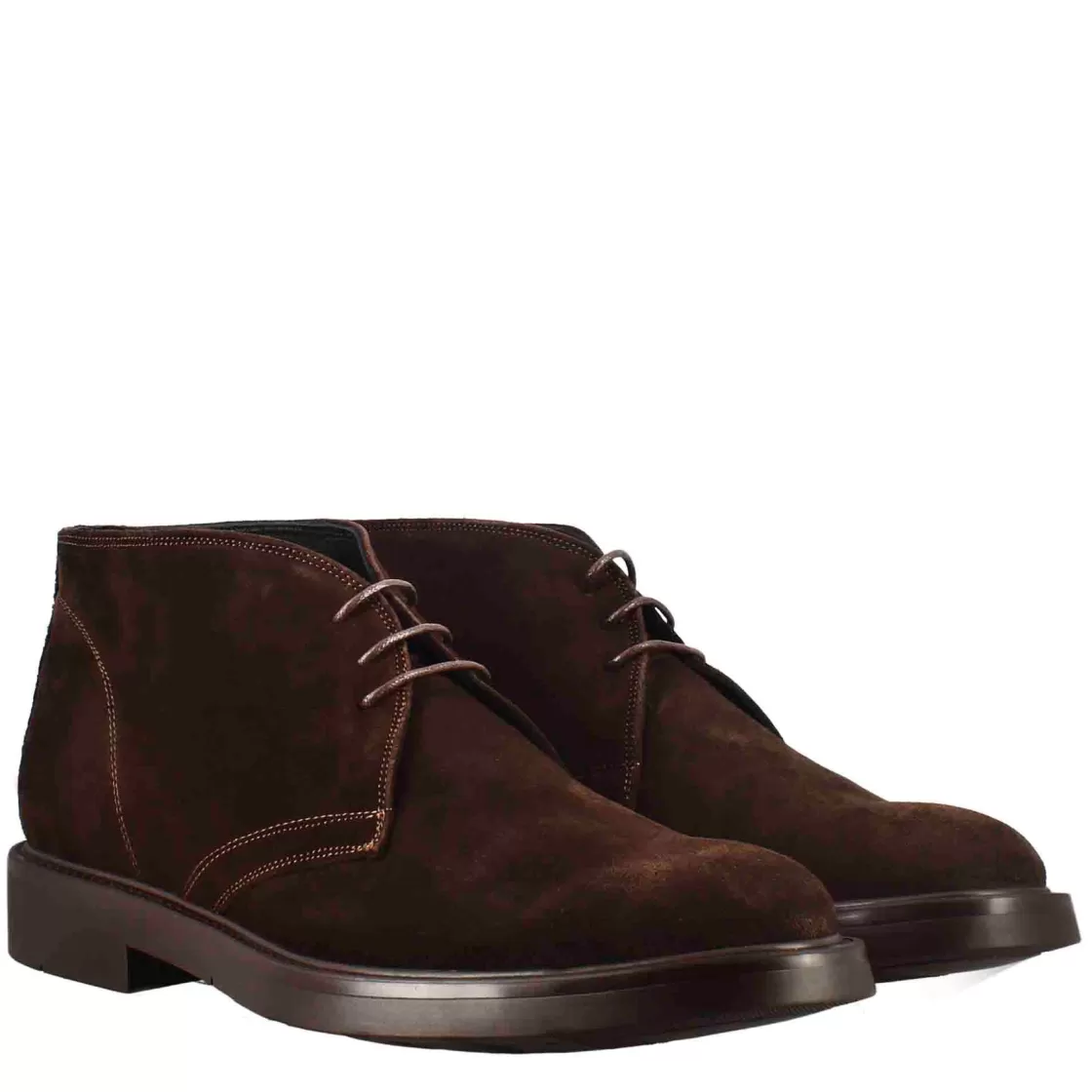 Outlet Leonardo Shoes Polacchino Da Uomo In Pelle Scamosciata Di Colore Marrone Scuro