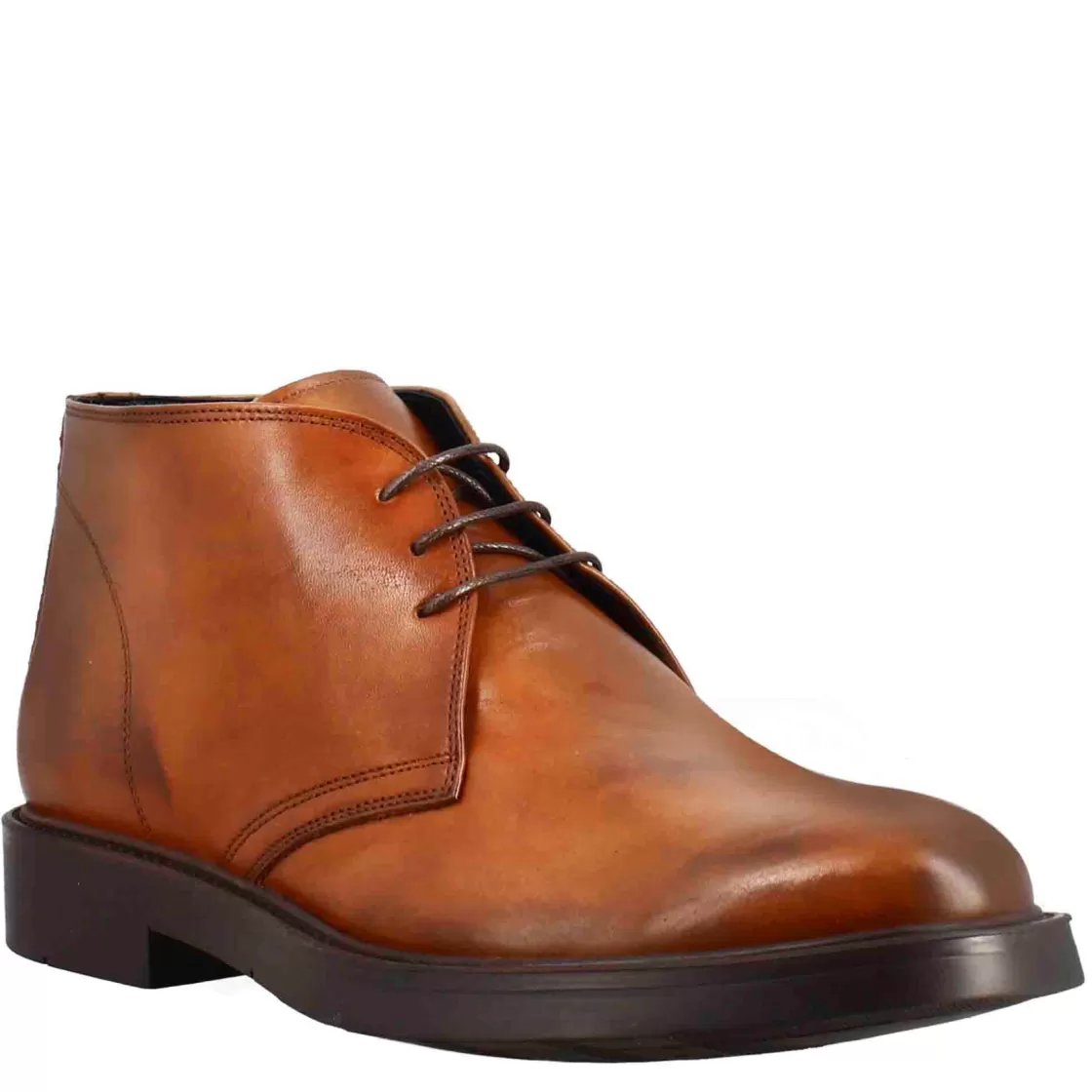Hot Leonardo Shoes Polacchino Liscio Da Uomo In Pelle Pieno Fiore Colore Marrone