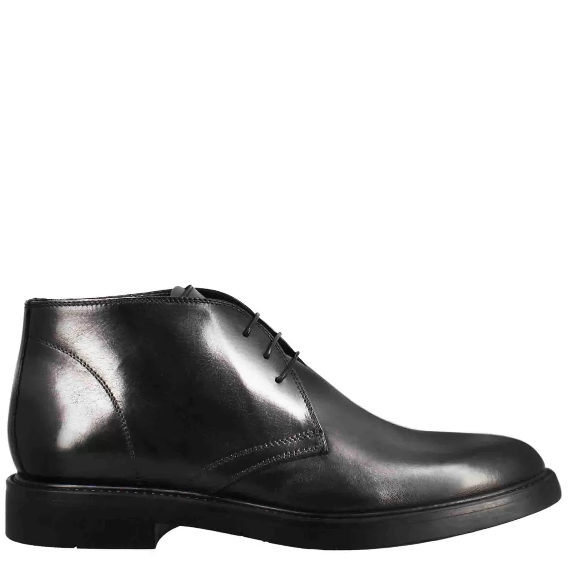 Outlet Leonardo Shoes Polacchino Liscio Da Uomo In Pelle Pieno Fiore Colore Nero