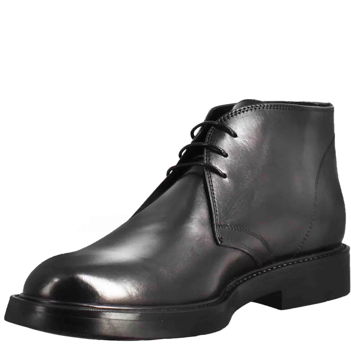 Outlet Leonardo Shoes Polacchino Liscio Da Uomo In Pelle Pieno Fiore Colore Nero
