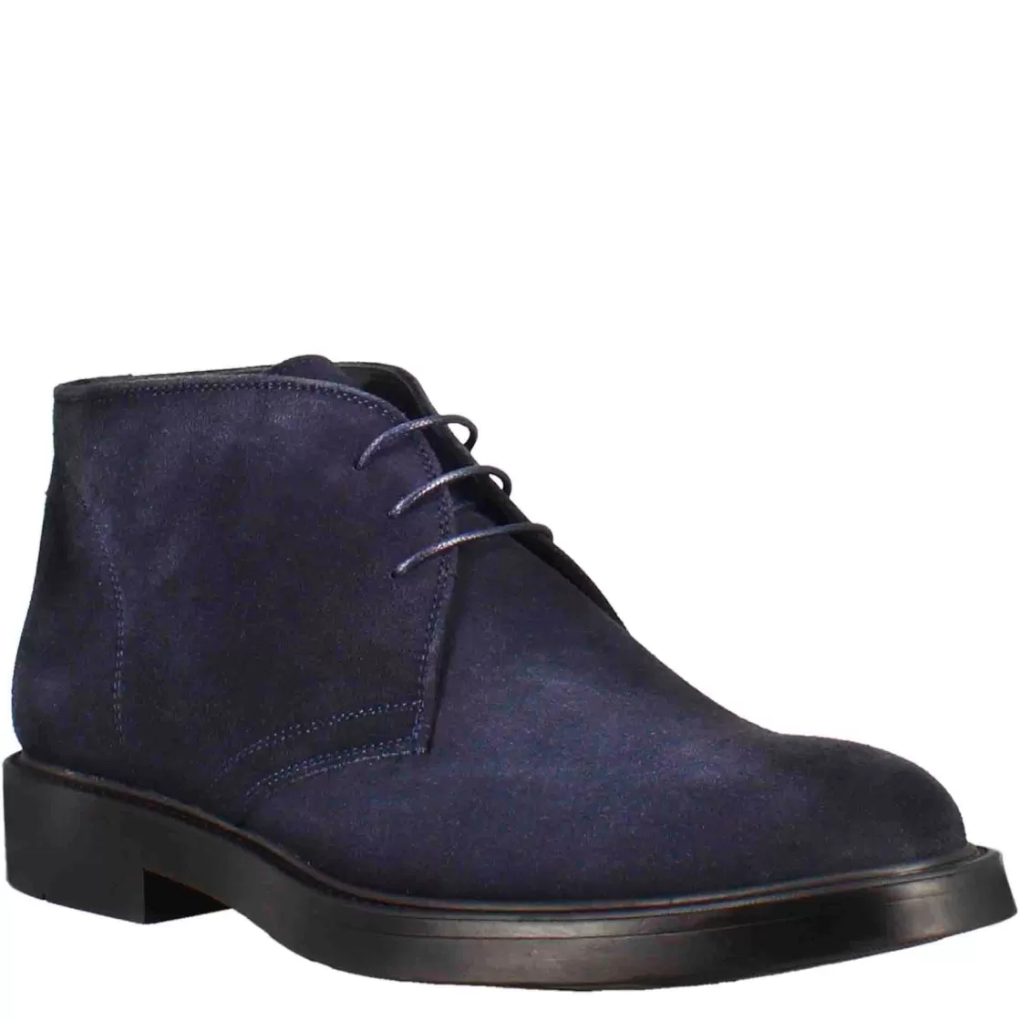 Discount Leonardo Shoes Polacchino Liscio Da Uomo In Pelle Scamosciata Colore Scuro Blu