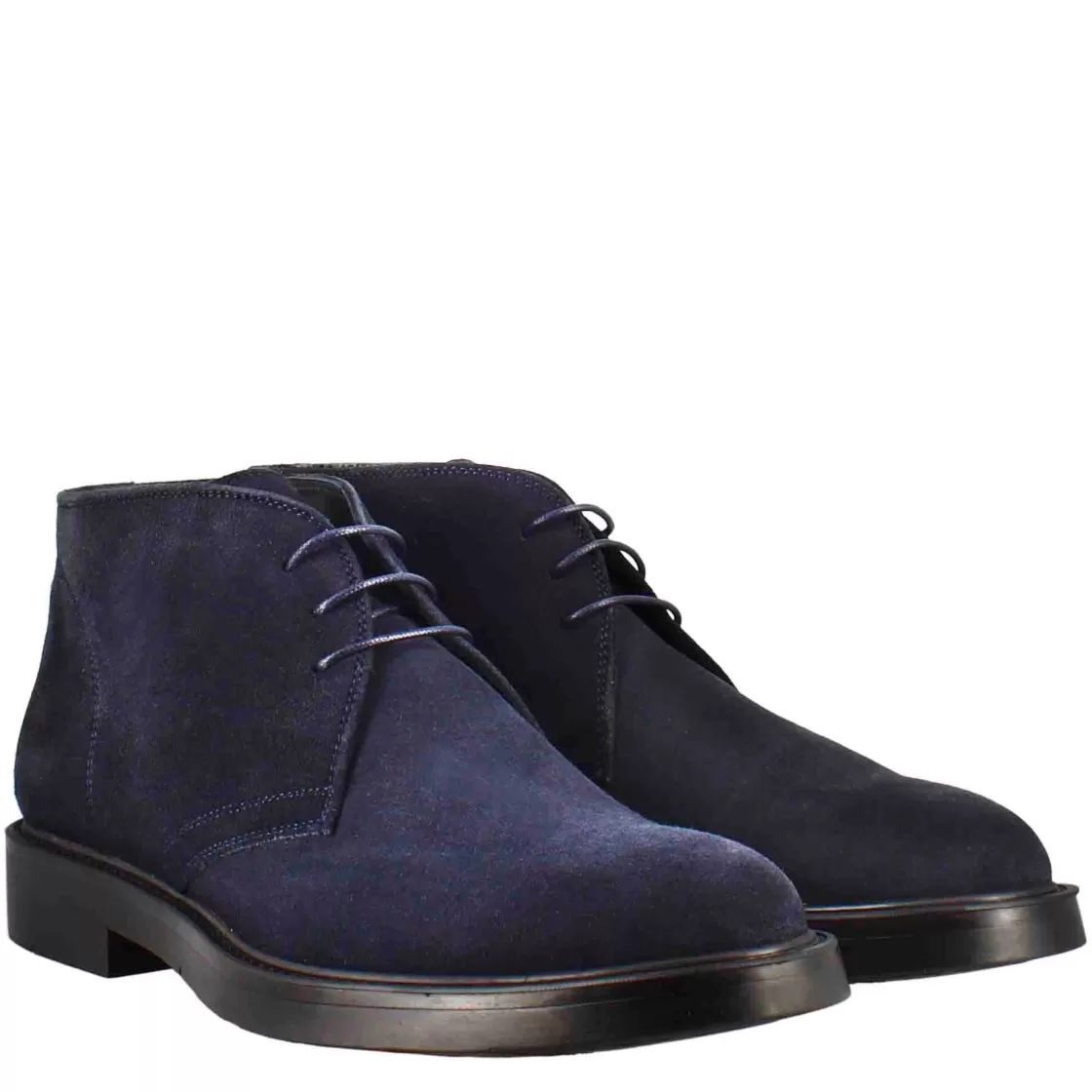 Discount Leonardo Shoes Polacchino Liscio Da Uomo In Pelle Scamosciata Colore Scuro Blu