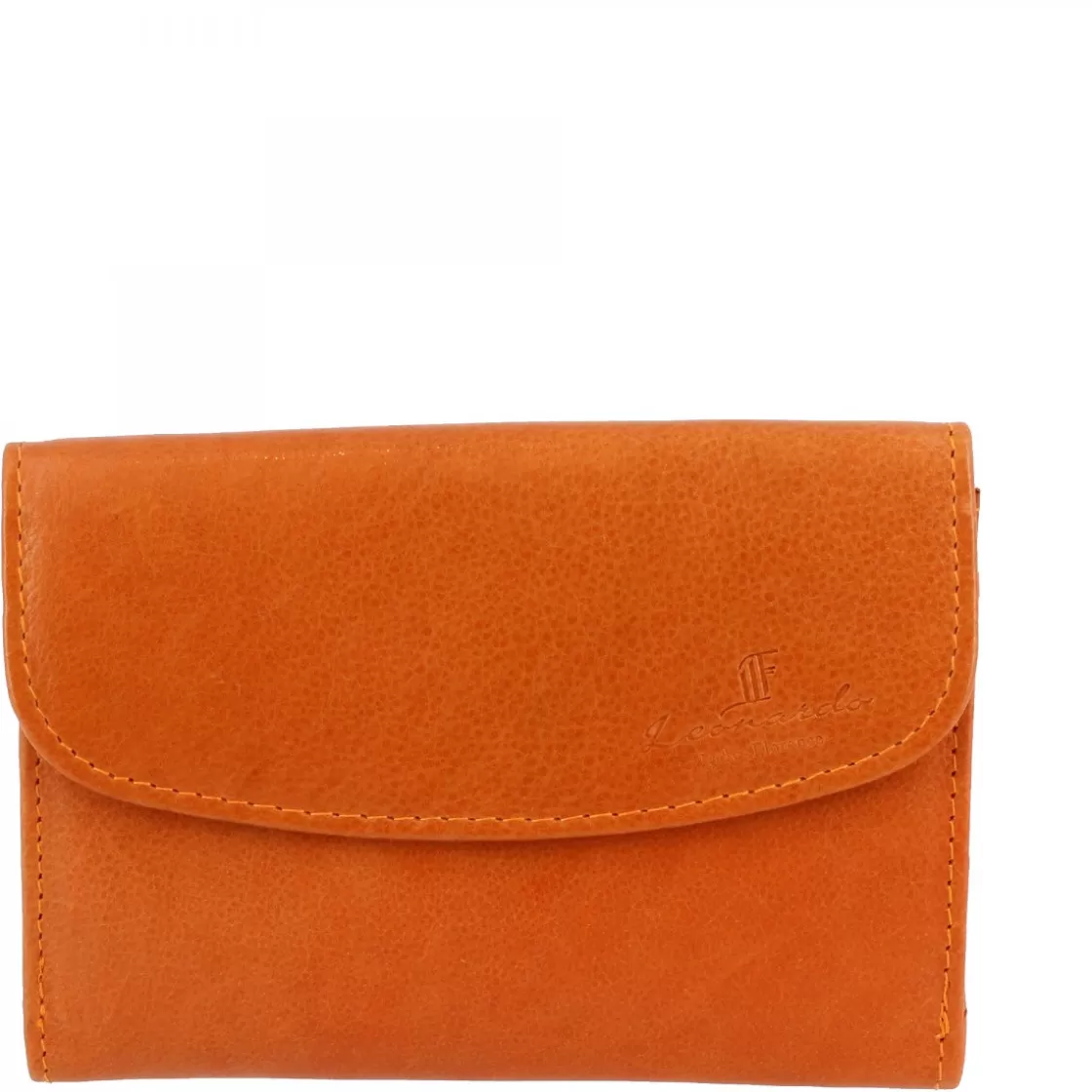 Online Leonardo Shoes Portafoglio Donna Sauvage Pelle Di Vitello Porta Tessere Banconote Con Pattina Arancione
