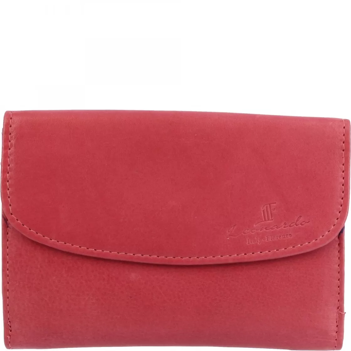 Online Leonardo Shoes Portafoglio Donna Sauvage Pelle Di Vitello Porta Tessere Banconote Con Pattina Arancione