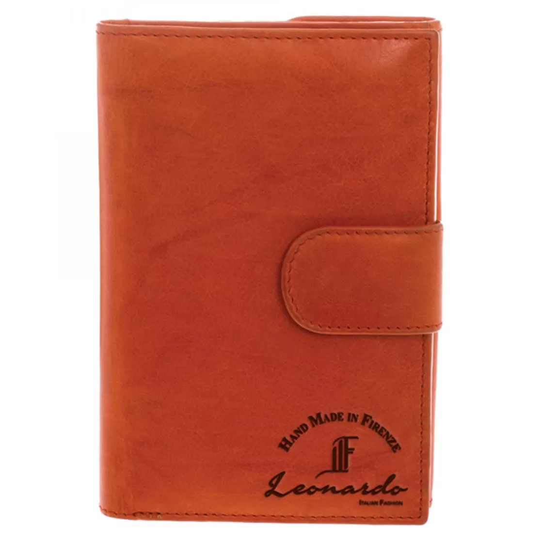 Online Leonardo Shoes Portafoglio Donna Sauvage Pelle Di Vitello Porta Tessere Banconote Con Pattina Arancione