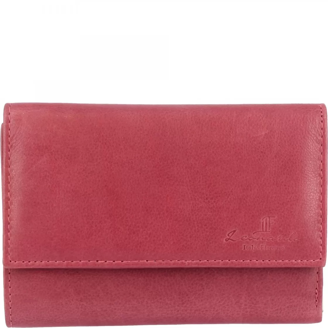 Cheap Leonardo Shoes Portafoglio Donna Sauvage Pelle Di Vitello Porta Tessere Banconote Chiusura Bottone Rosso