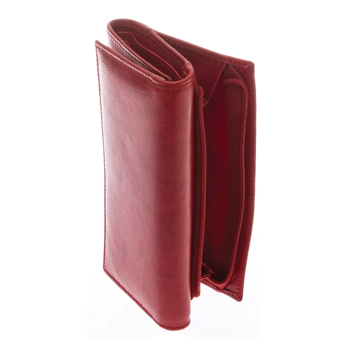 Cheap Leonardo Shoes Portafoglio Donna Sauvage Pelle Di Vitello Porta Tessere Banconote Chiusura Bottone Rosso