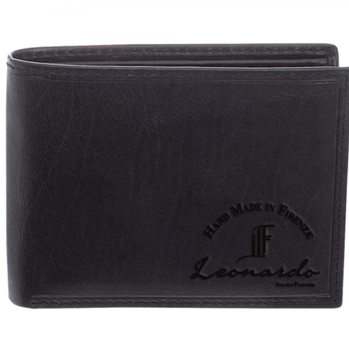 Store Leonardo Shoes Portafoglio Uomo Sauvage Pelle Di Vitello Porta Tessere Banconote Tasche Laterali Marrone