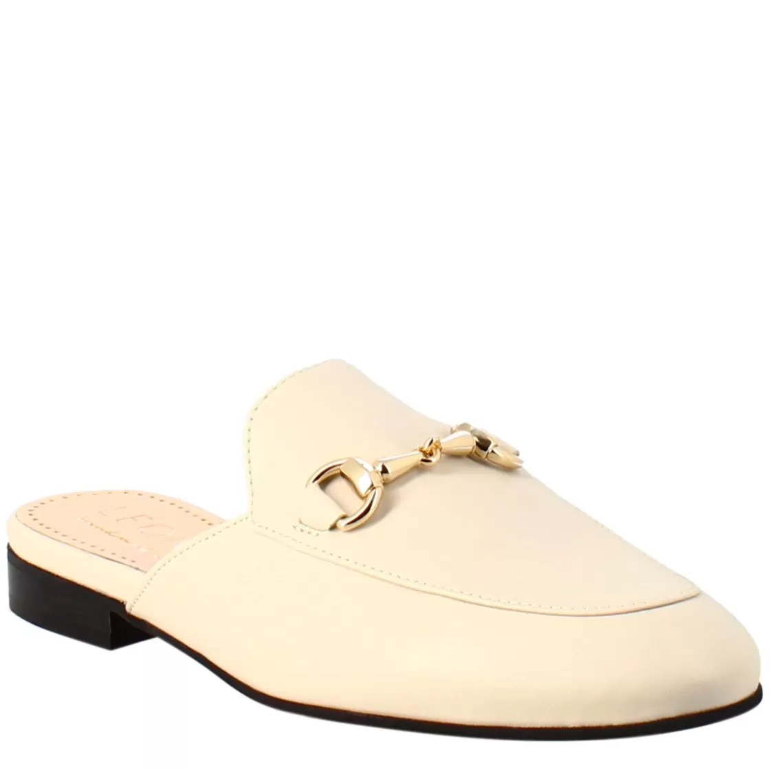Best Sale Leonardo Shoes Sabot Bianca Con Fibbia Dorata E Fondo In Vero Cuoio Bianco