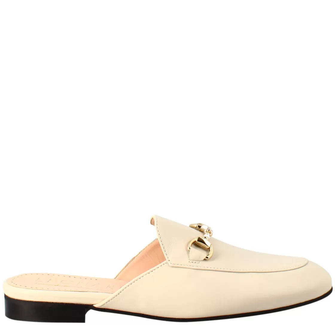 Best Sale Leonardo Shoes Sabot Bianca Con Fibbia Dorata E Fondo In Vero Cuoio Bianco