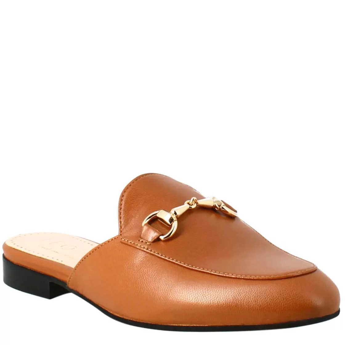 Flash Sale Leonardo Shoes Sabot Color Con Fibbia Dorata E Fondo In Cuoio Marrone