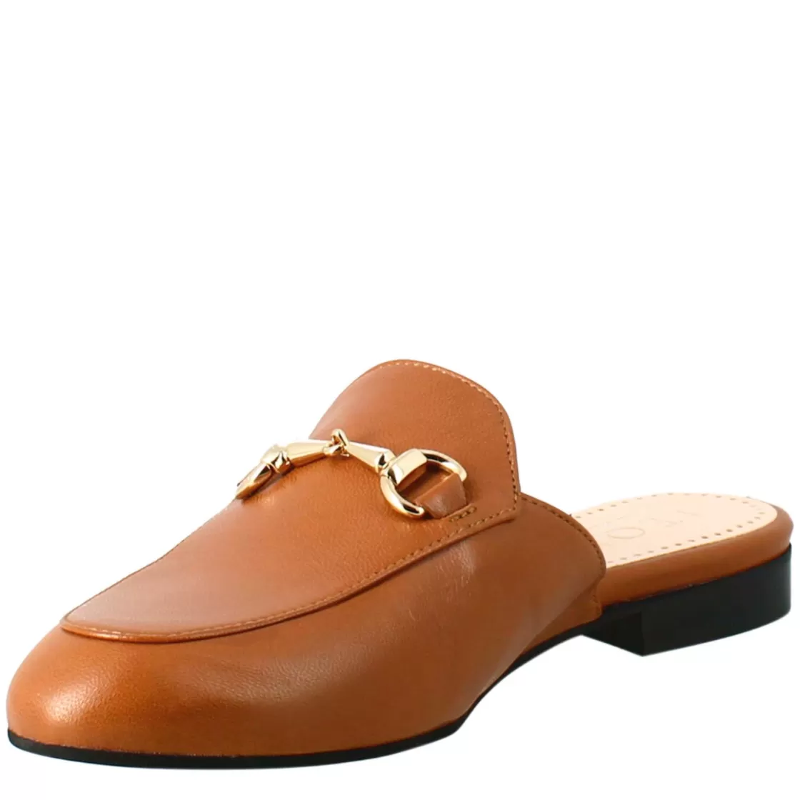 Flash Sale Leonardo Shoes Sabot Color Con Fibbia Dorata E Fondo In Cuoio Marrone