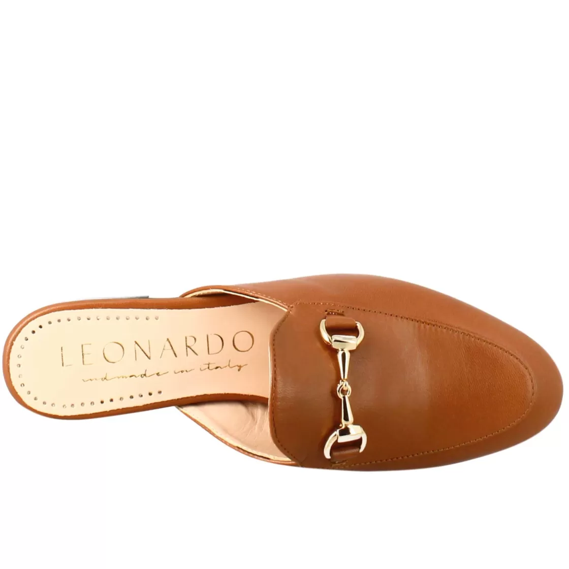 Flash Sale Leonardo Shoes Sabot Color Con Fibbia Dorata E Fondo In Cuoio Marrone