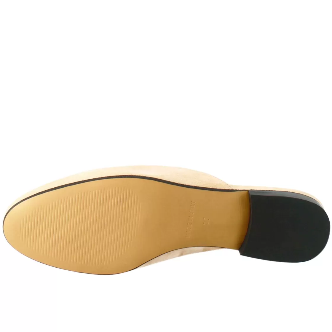 Discount Leonardo Shoes Sabot Da Donna In Pelle Scamosciata Con Fibbia Oro Beige