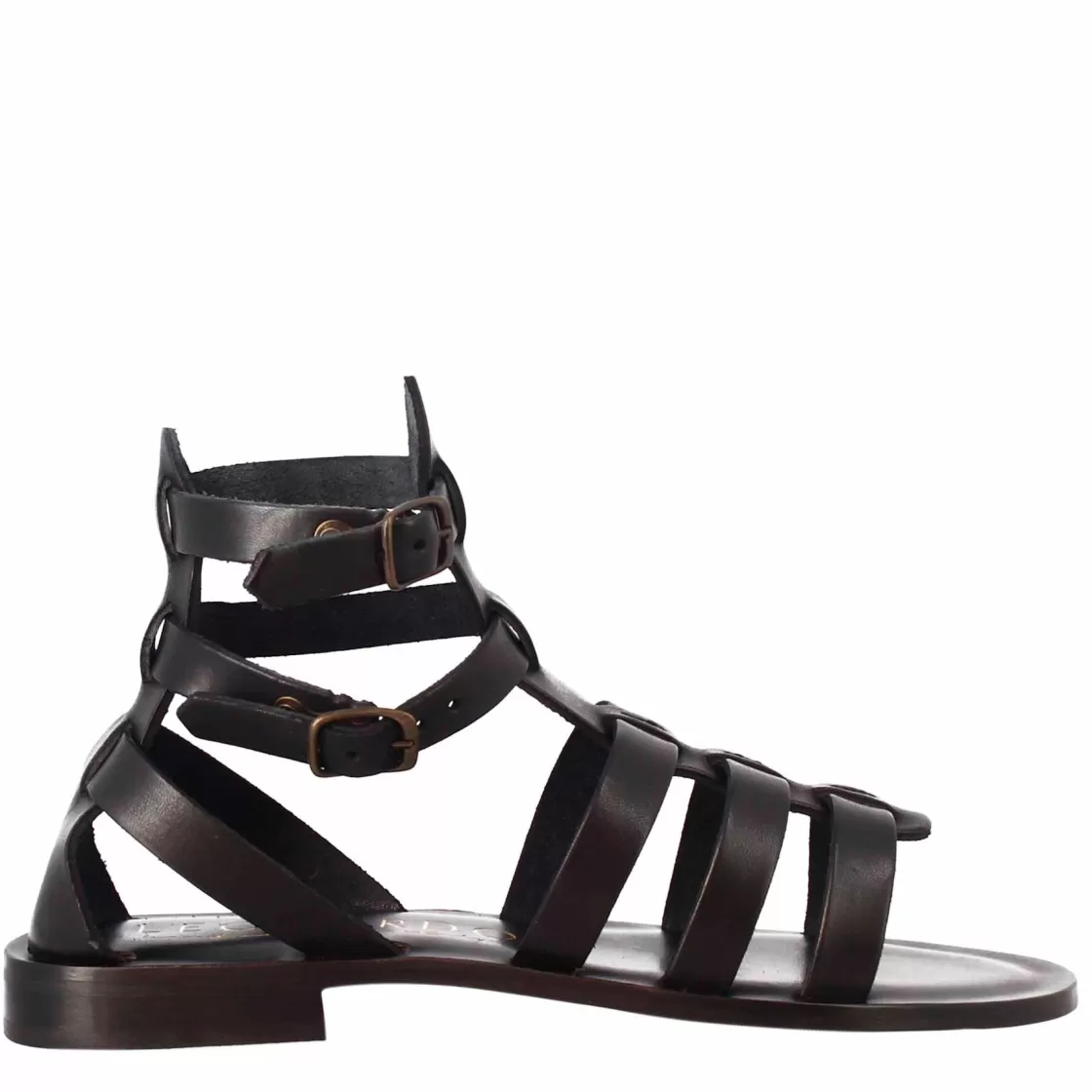 Store Leonardo Shoes Sandali Alla Caviglia Da Donna Stile Romano In Pelle Colore Nero