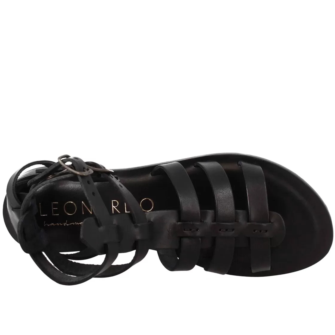 Store Leonardo Shoes Sandali Alla Caviglia Da Donna Stile Romano In Pelle Colore Nero