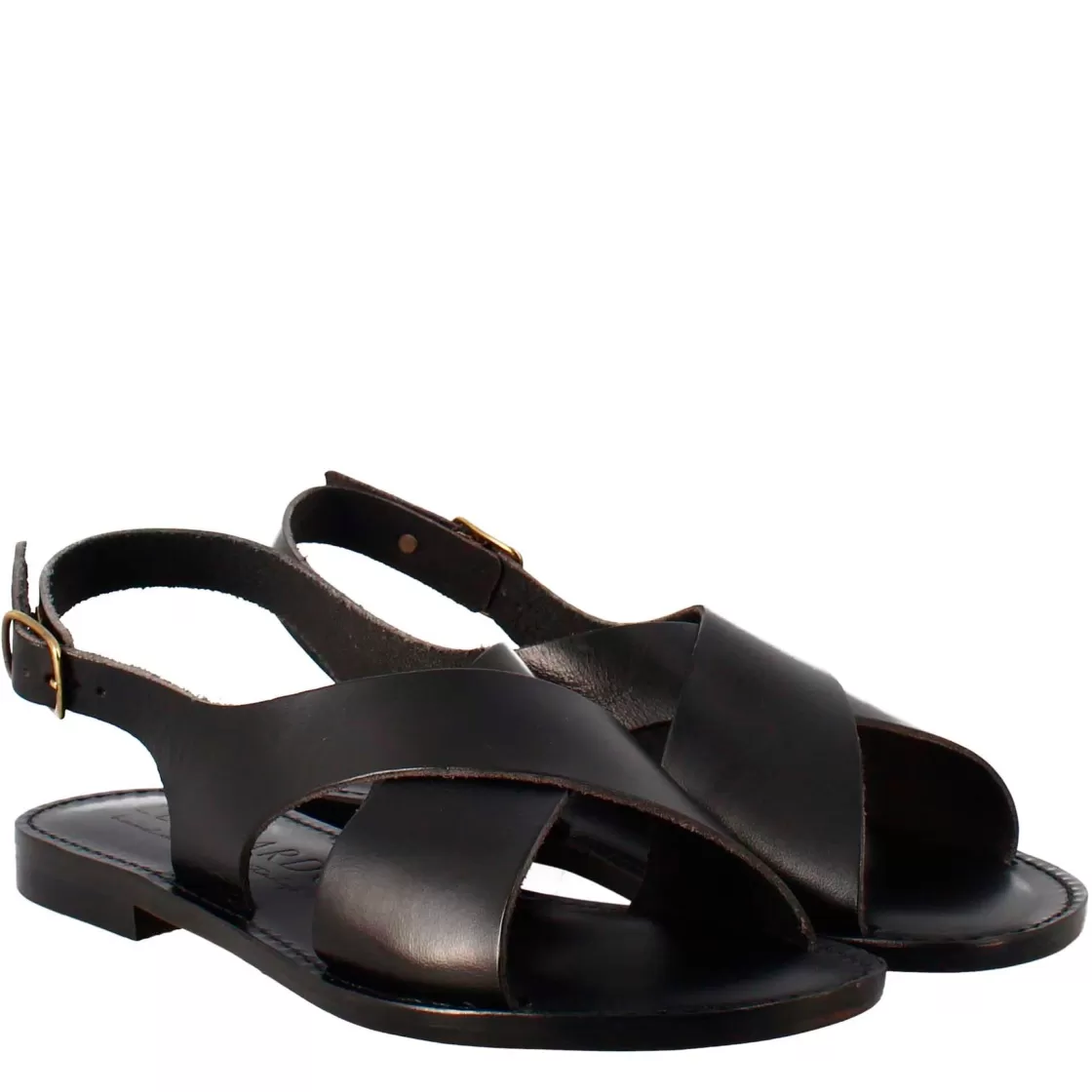 Clearance Leonardo Shoes Sandali Arcadia Da Donna Stile Romano Antico In Pelle Colore Nero