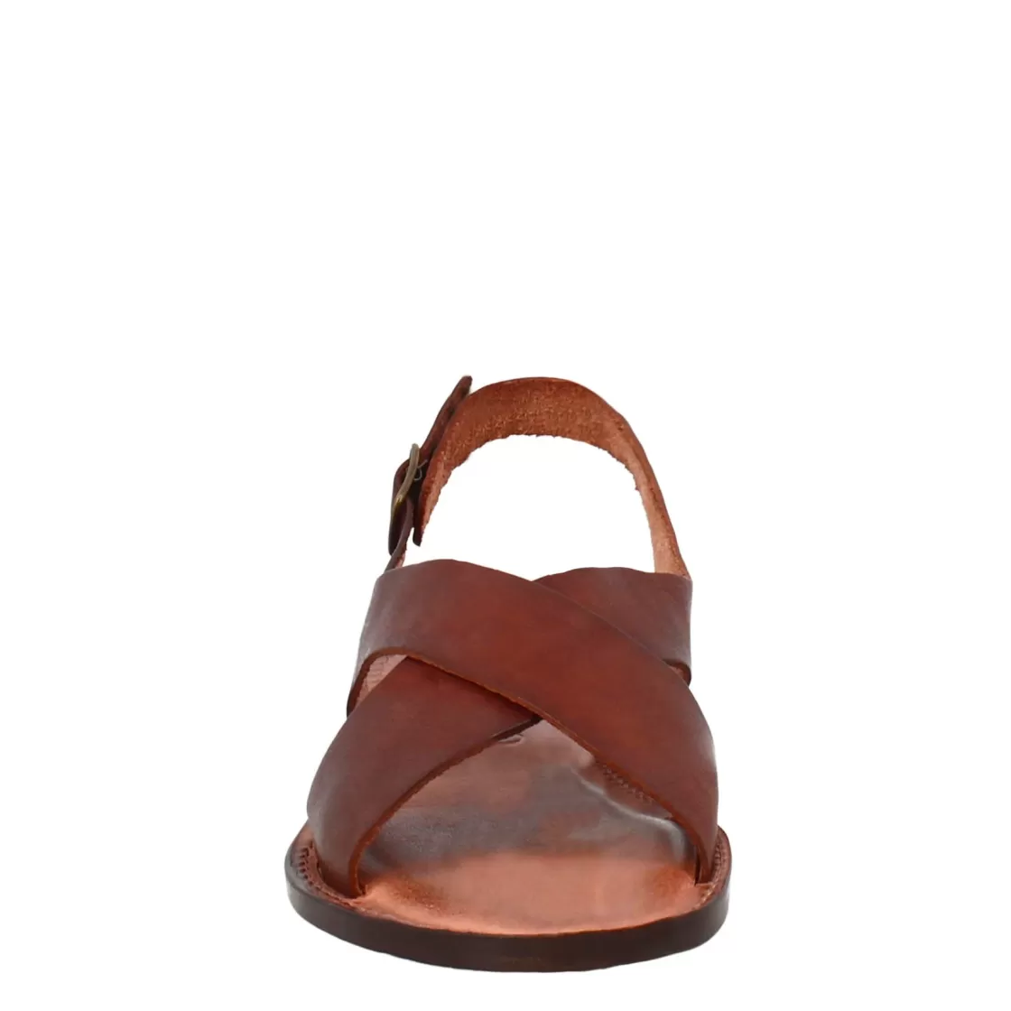 Store Leonardo Shoes Sandali Arcadia Da Donna Stile Romano Antico In Pelle Marrone